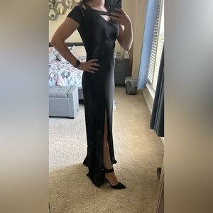 Formal black maxi dress with slit